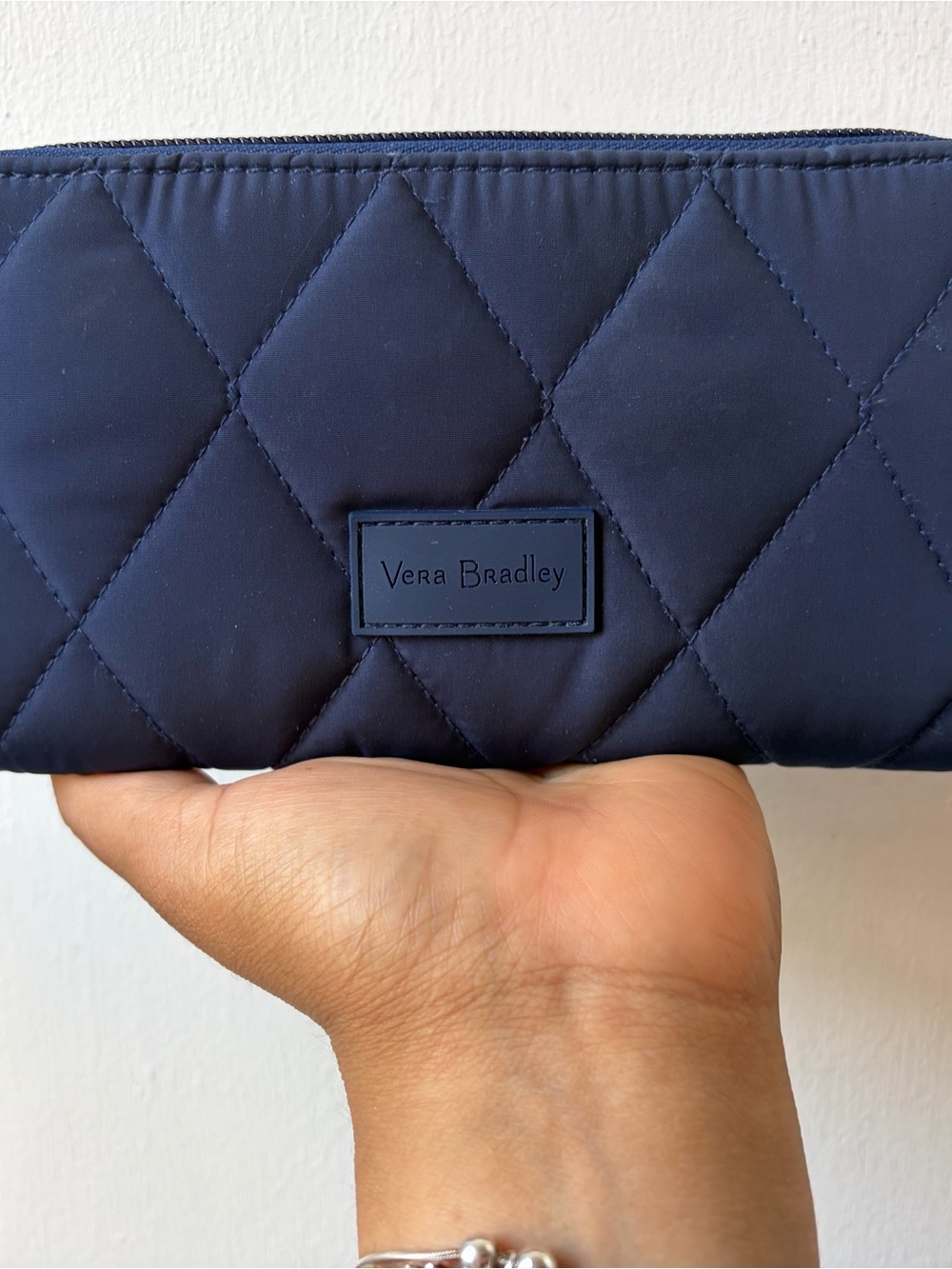 Vera Bradley Navy Quilted Zip Clutch Wallet